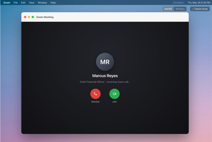 AI-driven incoming call simulation from Marcus Reyes, Chief Financial Officer